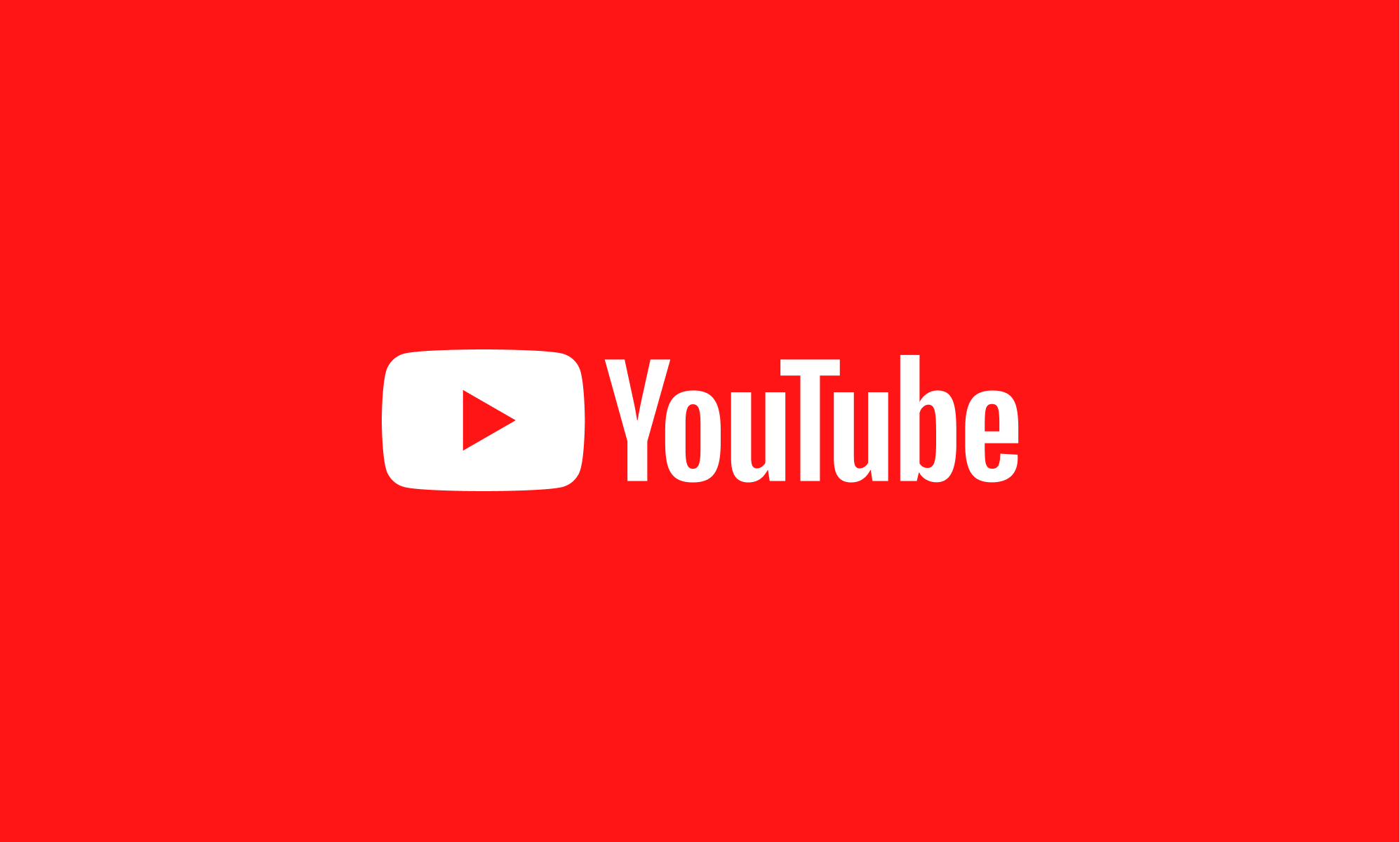 A white YouTube logo on a bold red background